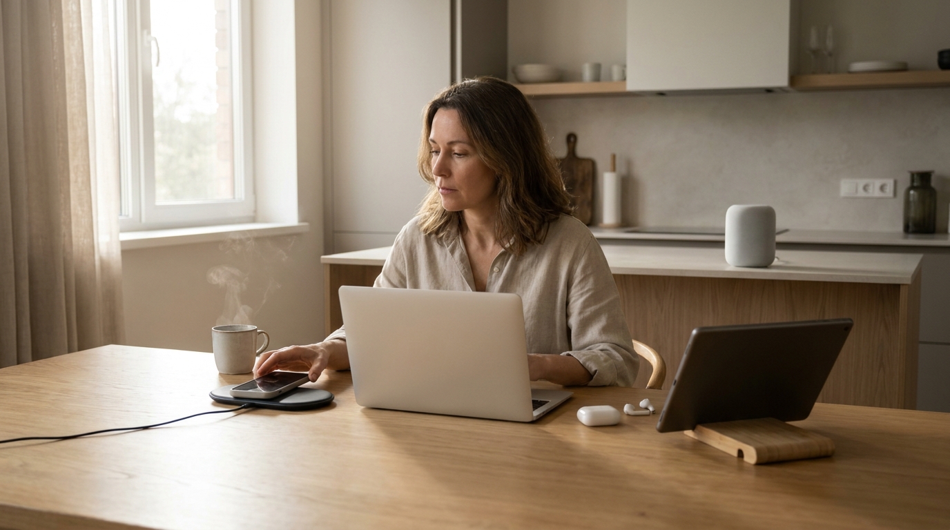 Person considering the role of technology in everyday life